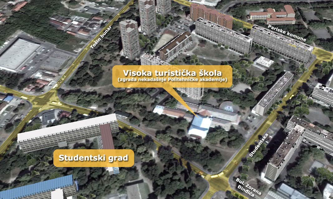 studentski grad beograd mapa Visoka turisticka skola Beograd studentski grad beograd mapa